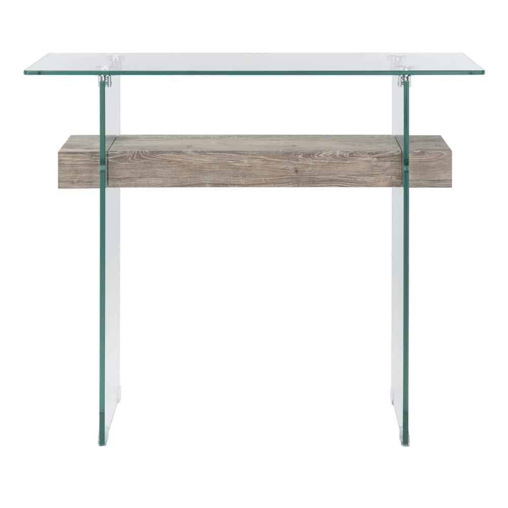 Kayley Console Table - Glass/Grey Oak - Safavieh