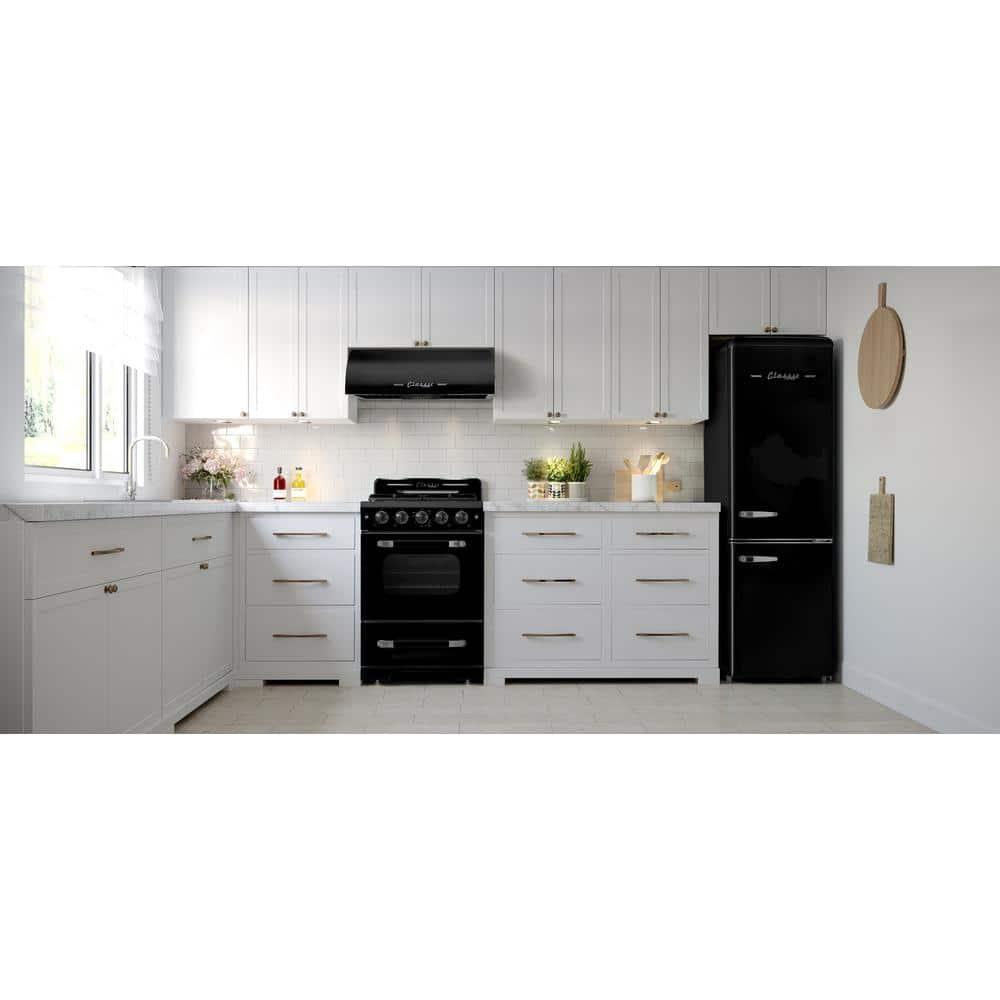Classic Retro 24" 500 CFM Ducted Under Cabinet Range Hood with Stainless Steel Baffles and Light