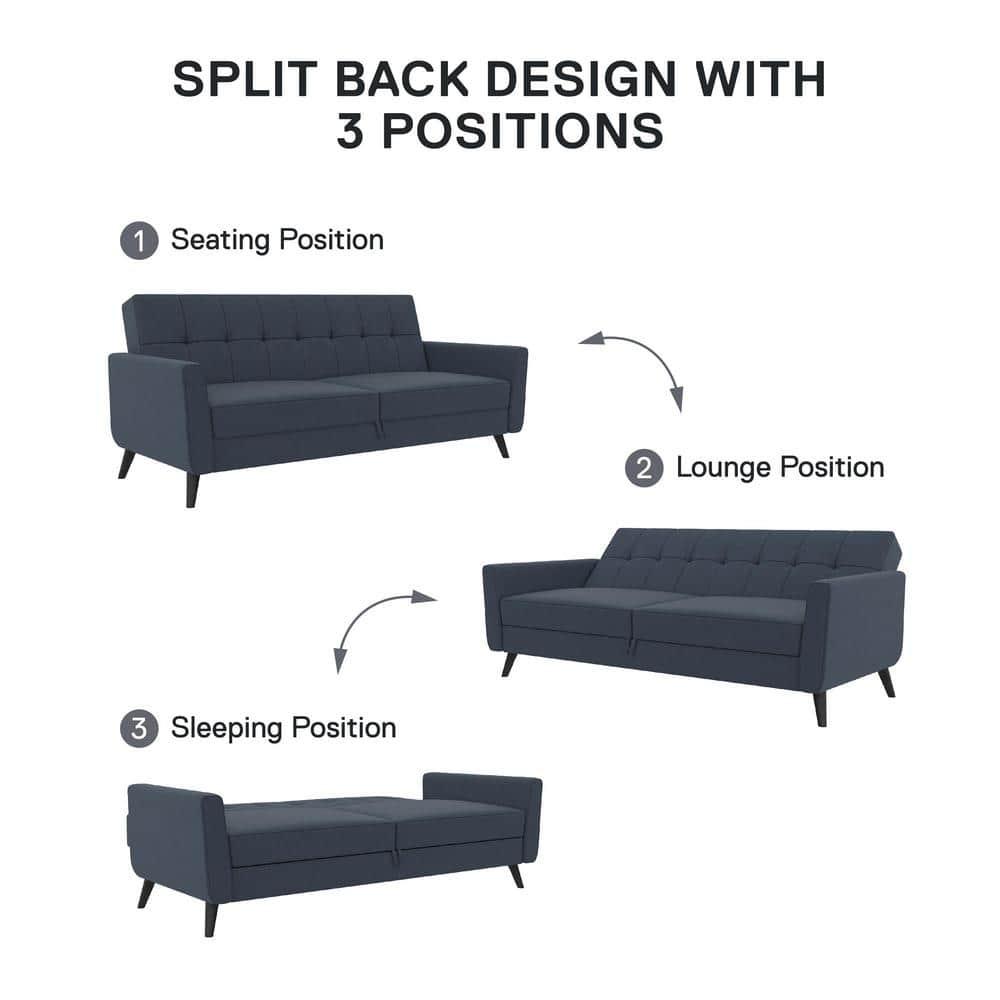 DHP Parker Futon with Storage, Blue Linen