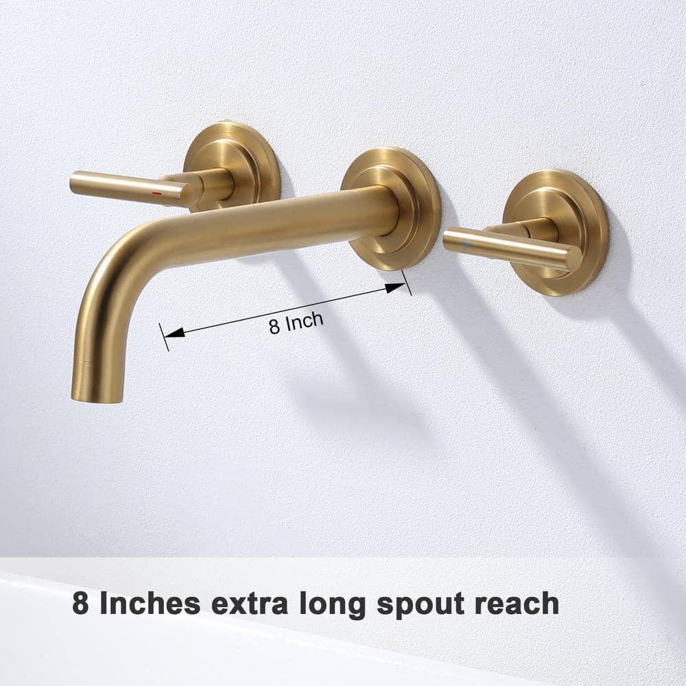 2-Handle 2-Hole Wall Mounted Bathroon Sink Faucet In Spot Resist (Valve Included)
