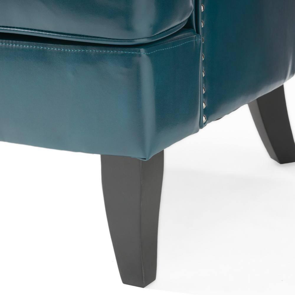 Canterburry Teal Bonded Leather Club Chair with Nailhead Trim (Set of 1)