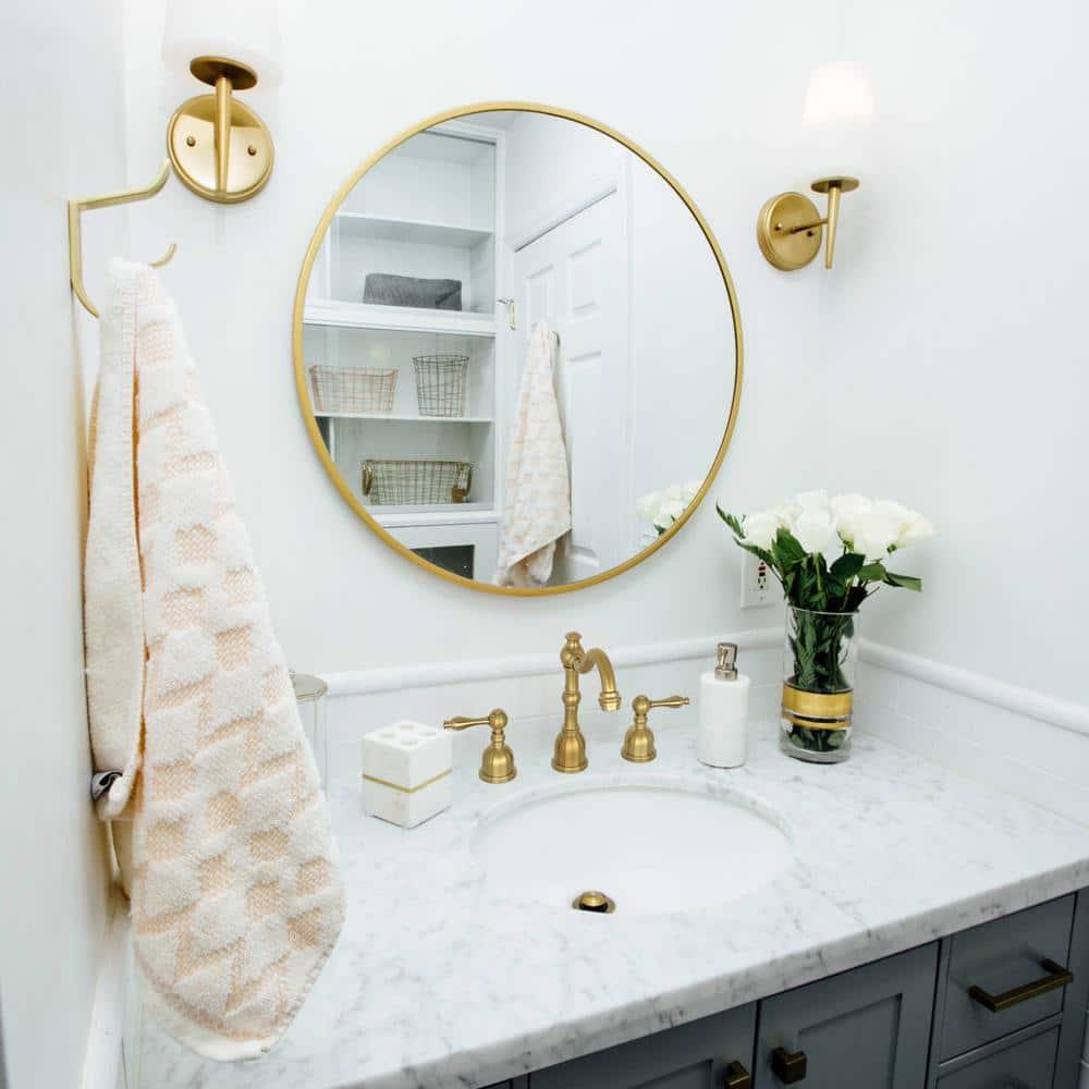 Akicon Widespread Two-handle Copper Bathroom Faucet Brushed Gold Gold Finish