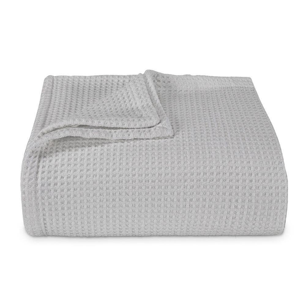 Vera Wang - King Blanket, Luxury Cotton Bedding, Super Soft Essentials with Waffle Weave Knit (Waffleweave Grey, King)