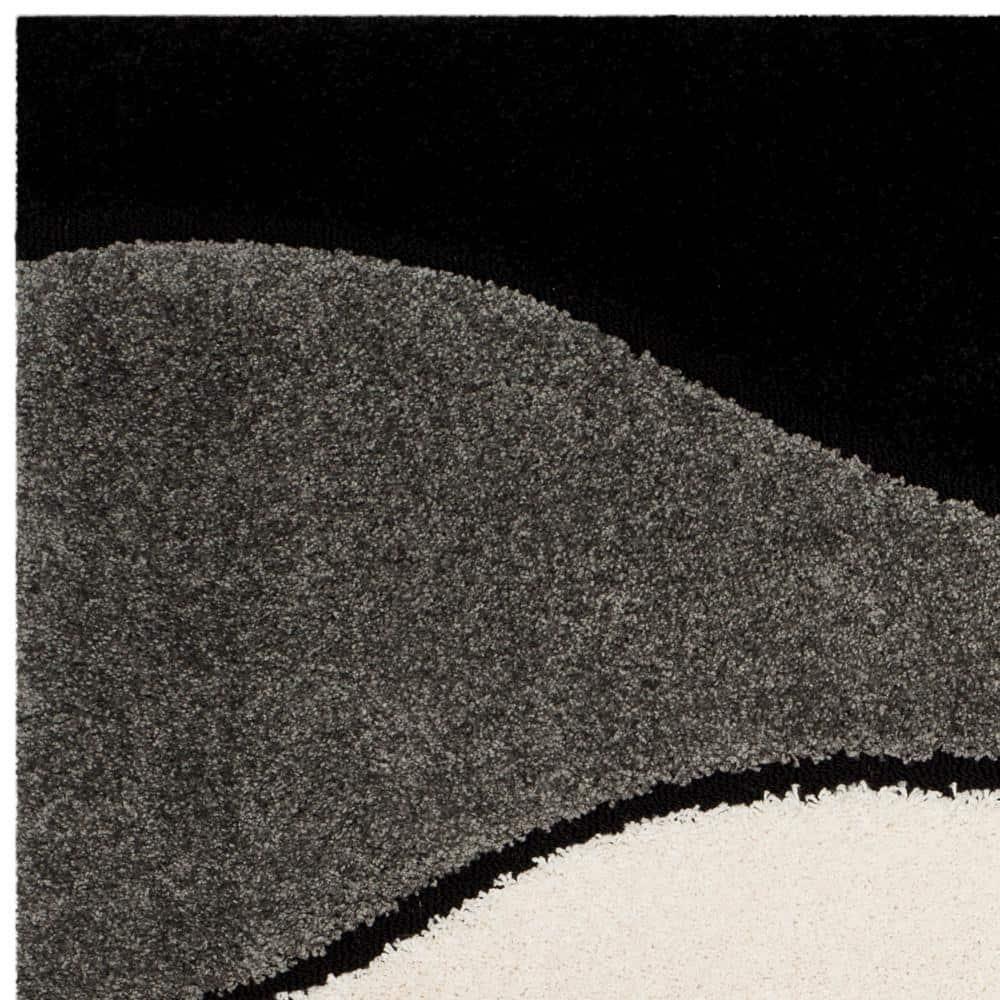 Florida Shag SG475 Power Loomed Indoor Area Rug - Grey/Black - 5'3"x7'6" - Safavieh
