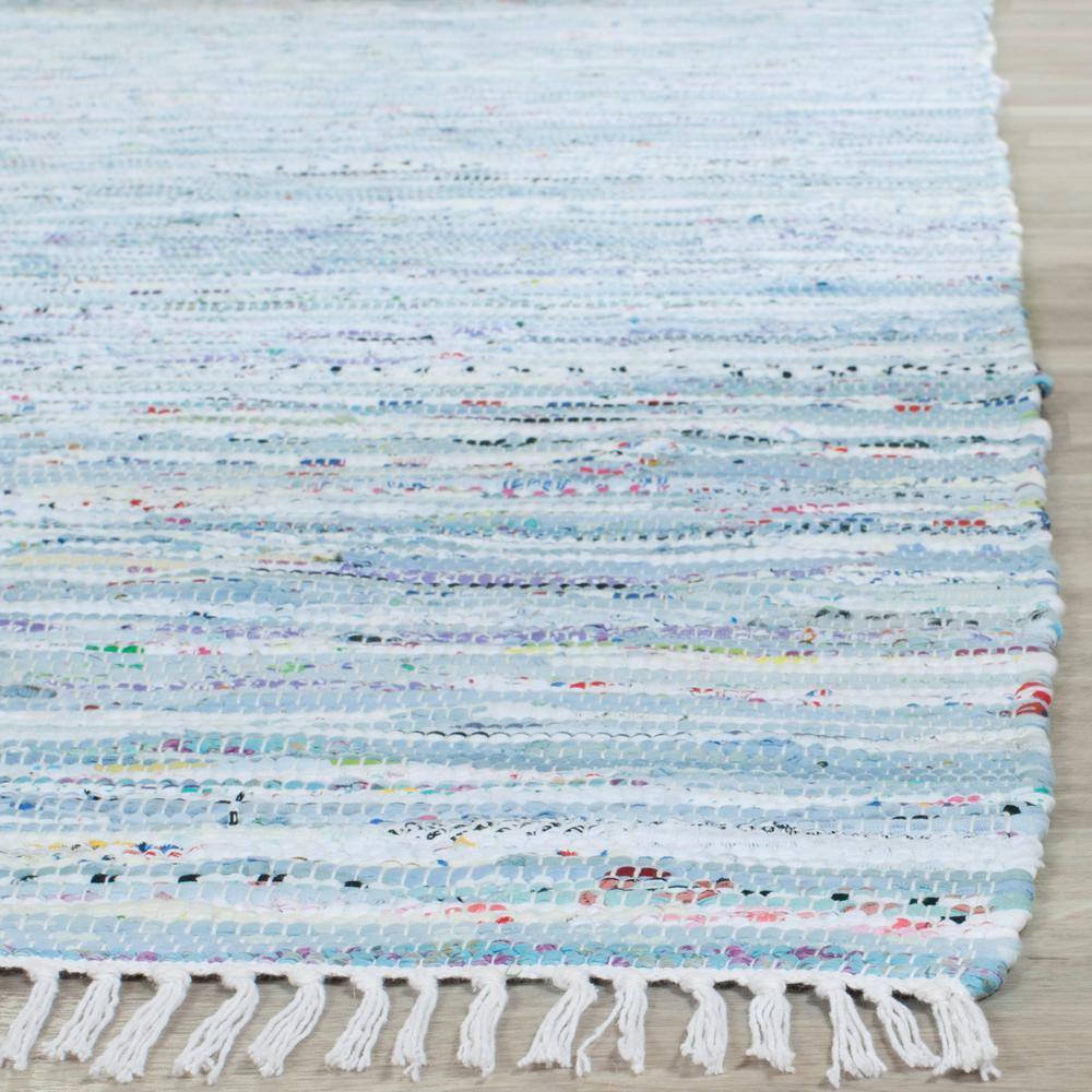 Rag Rug RAR125 Hand Woven Indoor Area Rug - Light Blue/Multi - 8'9"x11'9" - Safavieh.