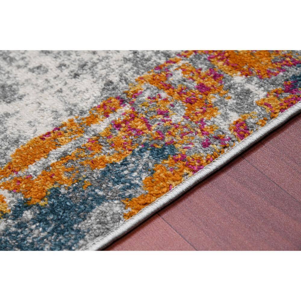 Chelsea Abstract Transitional Durable Performance Orange/Blue Area Rug