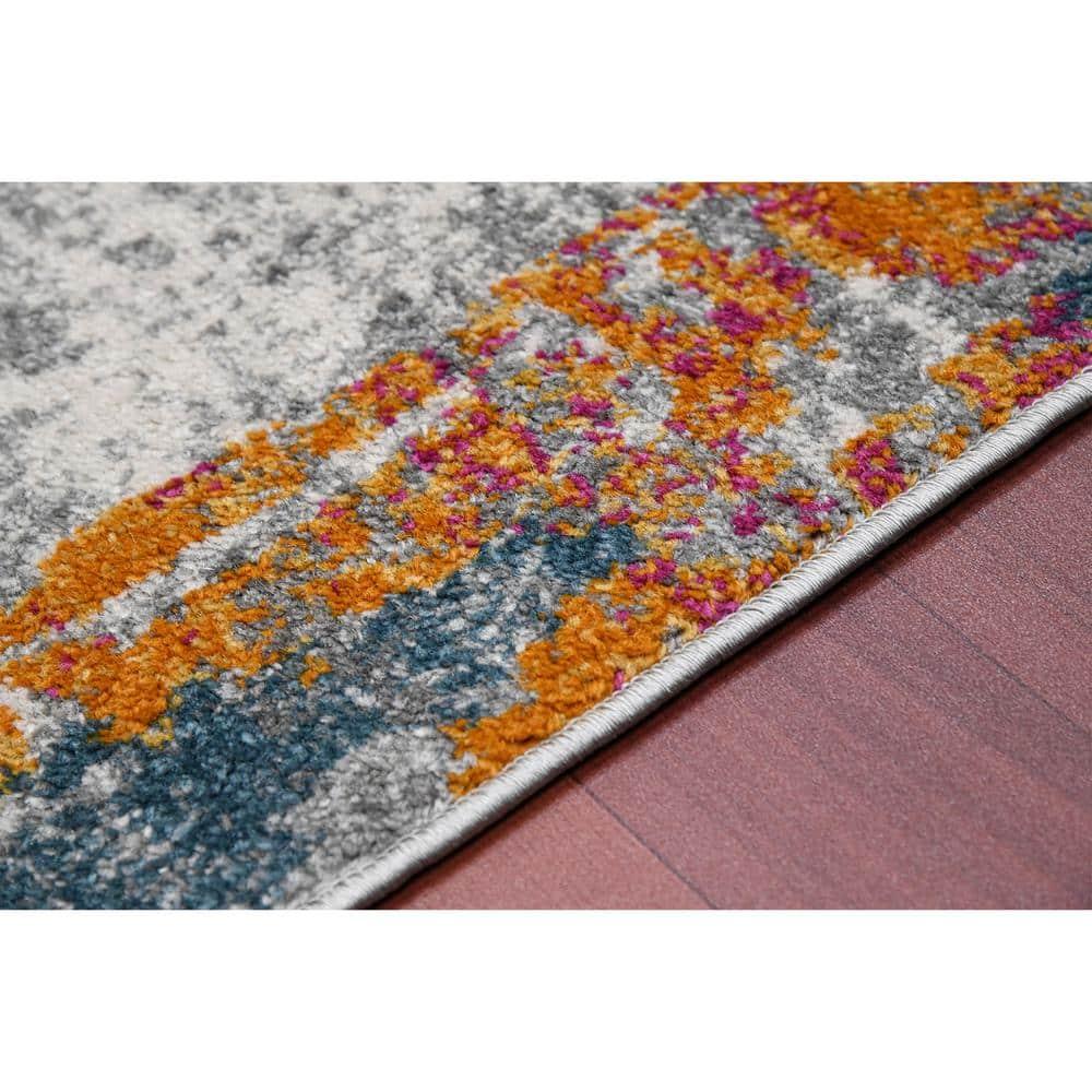 Chelsea Abstract Transitional Durable Performance Orange/Blue Area Rug