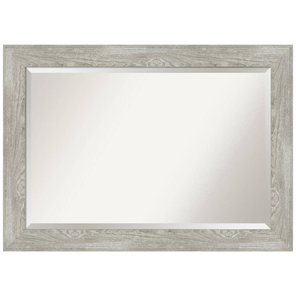 Amanti Art Beveled Bathroom Wall Mirror - Dove Greywash Frame Outer Size: 42 x 30 in
