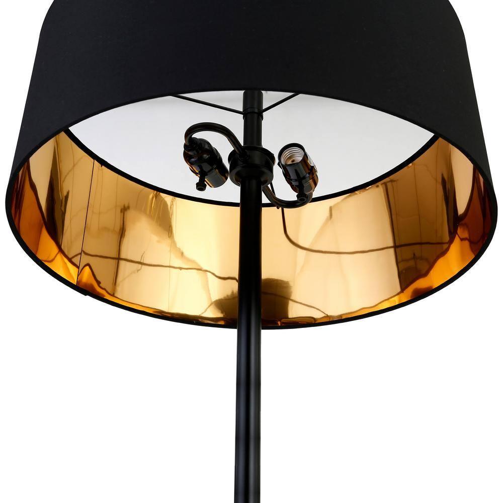 Henn&Hart 20" Matte Black/Brass Metal/Fabric Floor Lamp
