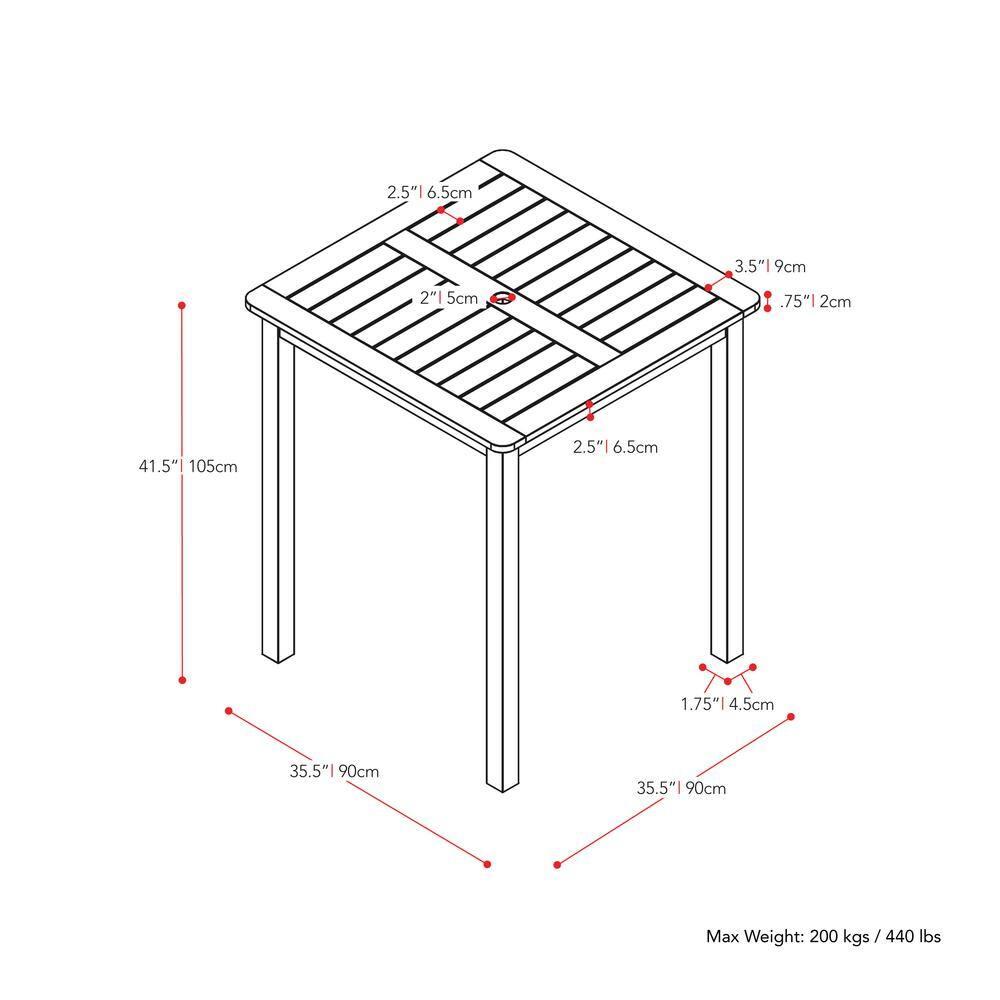 CorLiving Cinamon Brown Hardwood Outdoor Bar Height Table