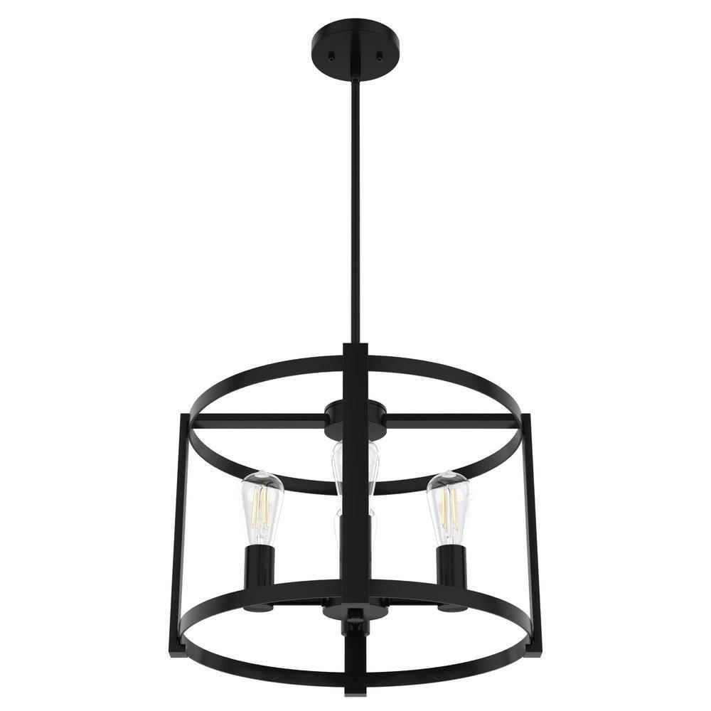 18" 4-Light Astwood Chandelier Black - Hunter Fan: Modern Metal Ceiling Fixture, UL Listed, Dimmable