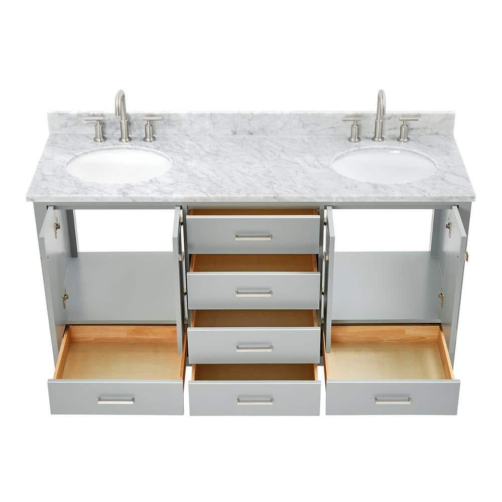 Ariel A067dcw2ovo Cambridge 67" Free Standing Double Oval Basin Vanity Set - Grey