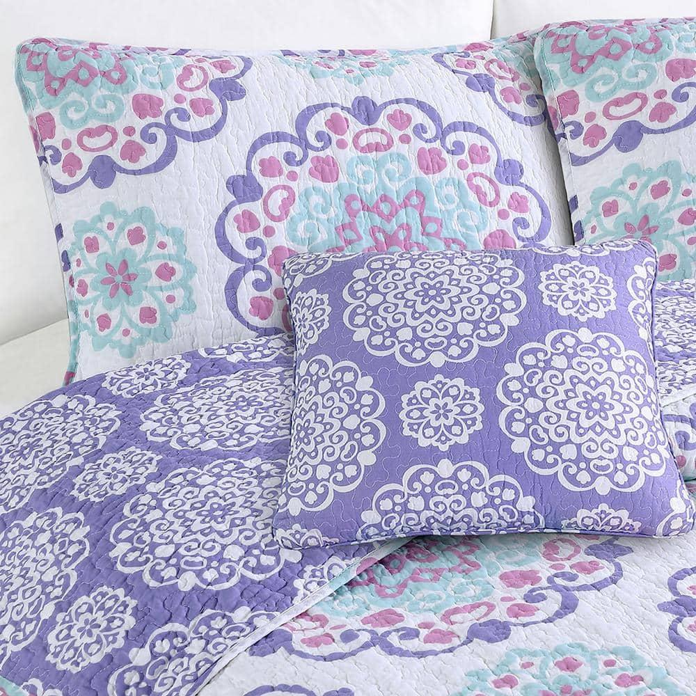 ALEX + BELLA Vivian Purple reversible Cotton Quilt Set