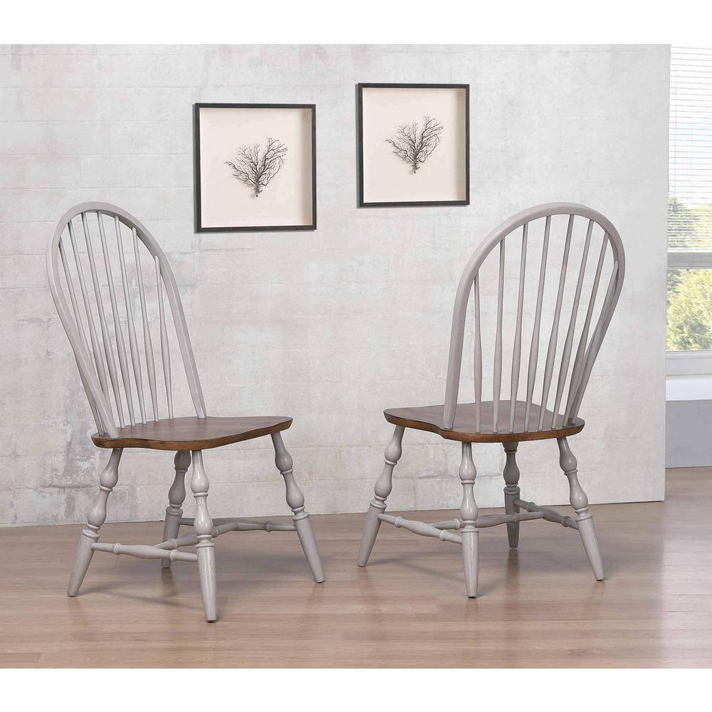 Country Grove Solid Wood Windsor Back Side Chair in Light Gray
