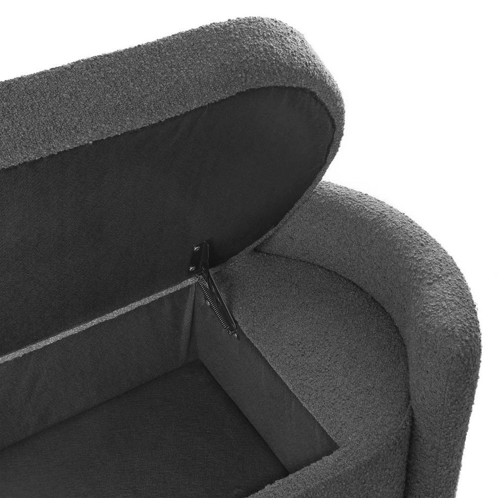 Modway Nebula Modern Style Wood and Boucle Upholstered Bench in Charcoal