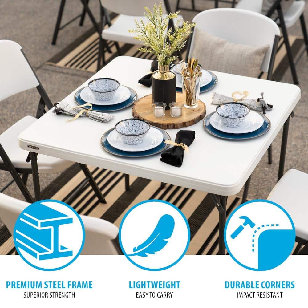 Lifetime 37 inch Square Folding Table, Indoor/Outdoor Commercial Grade, White Granite (80783)