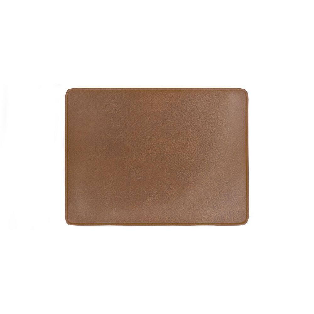 24" Dinah Storage Ottoman Brown Faux Leather - HomePop: Honey Oak Legs, Soft-Close Hinge, Footstool