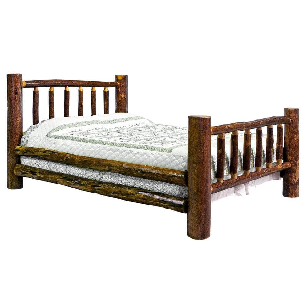 HomeStock Tribal Treasures Full Log Bed - Classic Spindle Style, Lodge Pole Pine with Mortise and Tenon Joinery, Durable and Heirloom Quality, 87" L x 60" W x 47" H