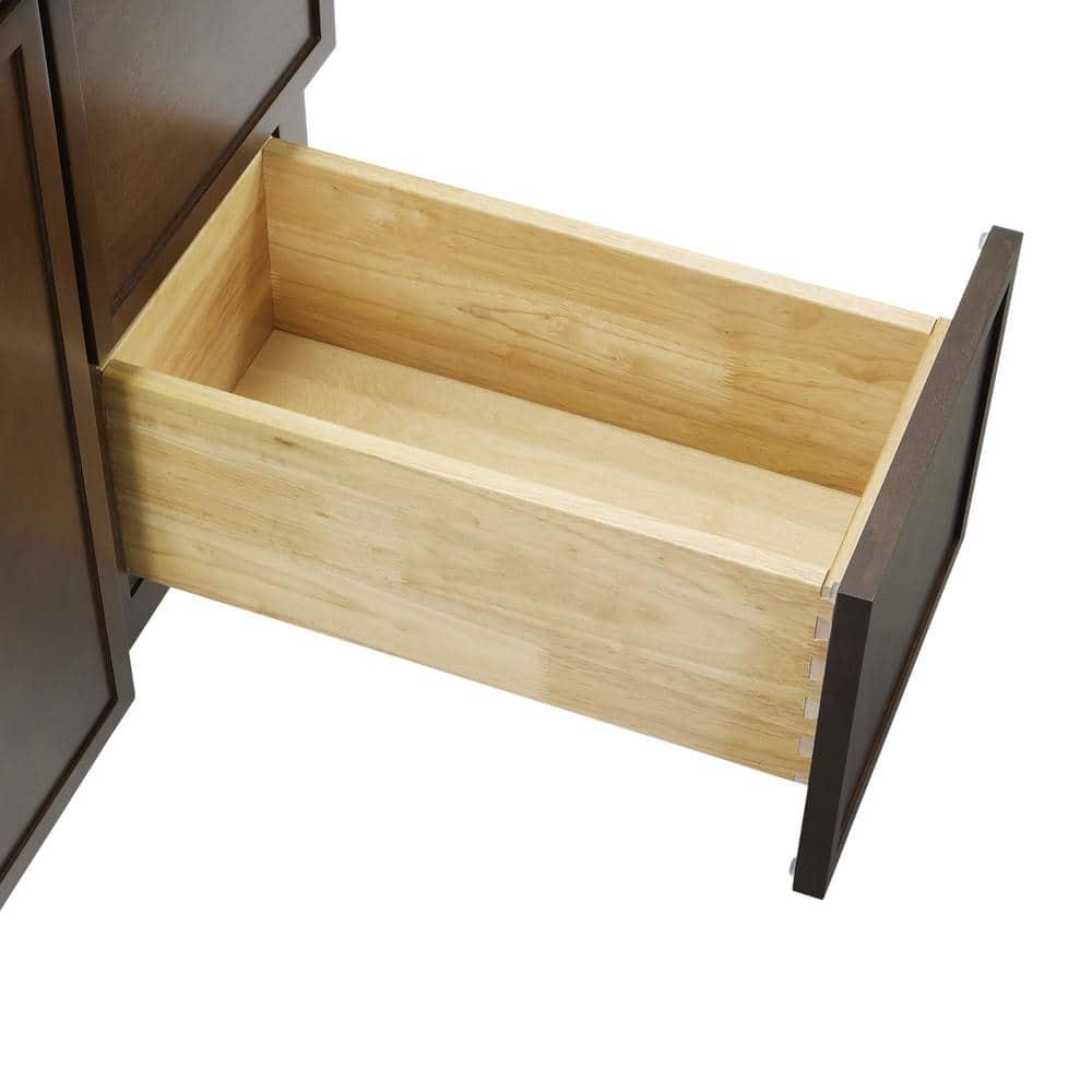 36" W Birch Plywood Freestanding Single Base 2 Drawers Storage Cabinet with Soft Close Door