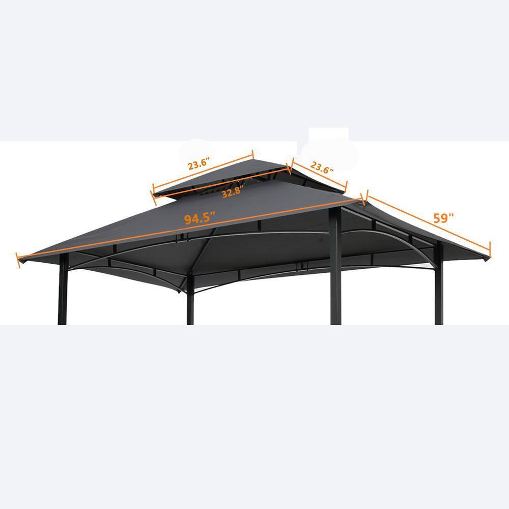 Only Choice 8 x 5 Ft Double Tiered Grill Gazebo Replacement Canopy Only.BBQ Tent Roof Top Cover,Grey