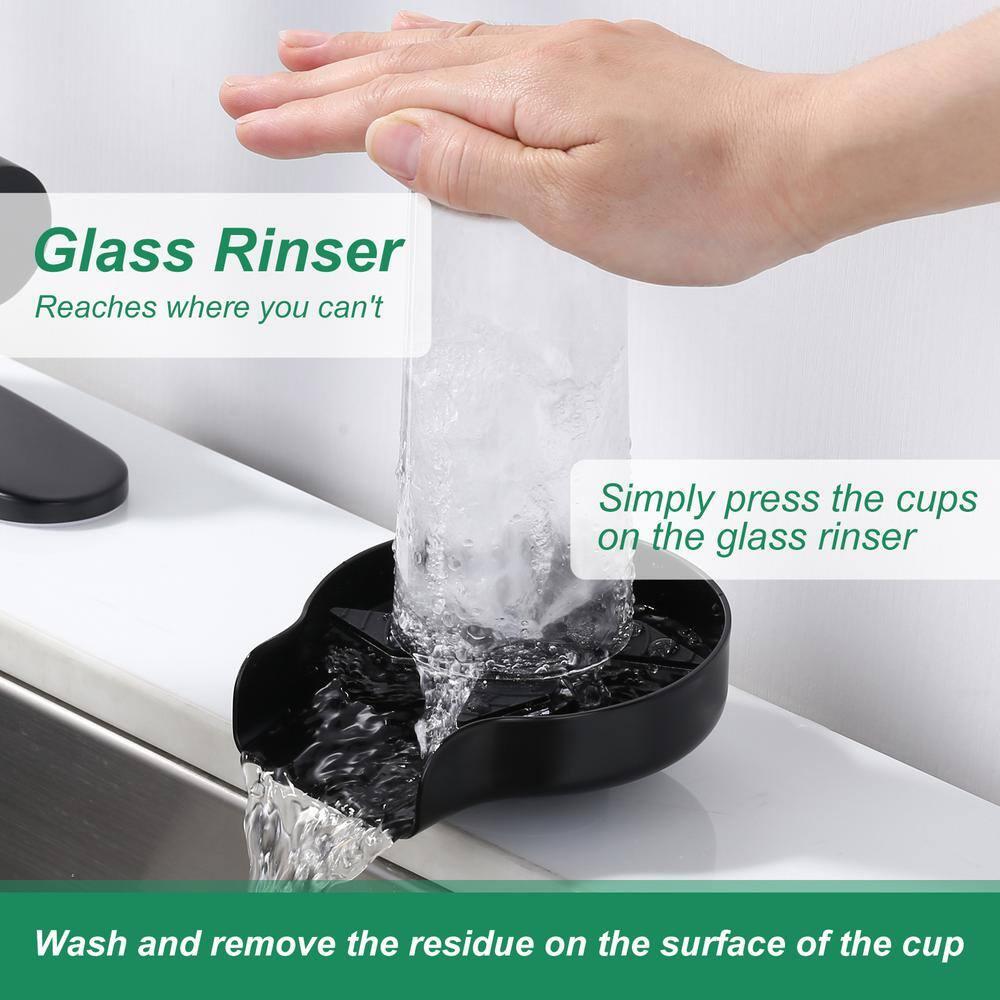 ARCORA Single Handle Stainless Steel Pull-Down Kitchen Faucet with Deckplate and Glass Rinser Combo