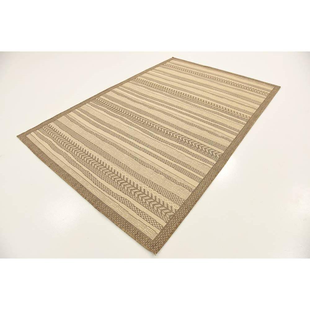 Unique Loom Lines Outdoor 5 x 8 (ft) Loomed Polypropylene Brown/Beige Rectangular Indoor/Outdoor Geometric French Country Area rug