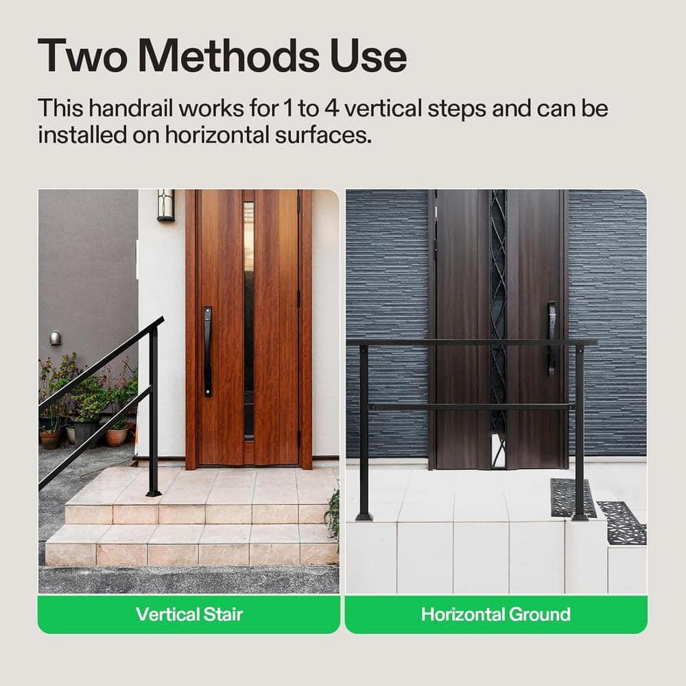 2-Pack 36 in. H x 54 in. W Black Outdoor Wrought Mattle Iron Stair Railing Kit