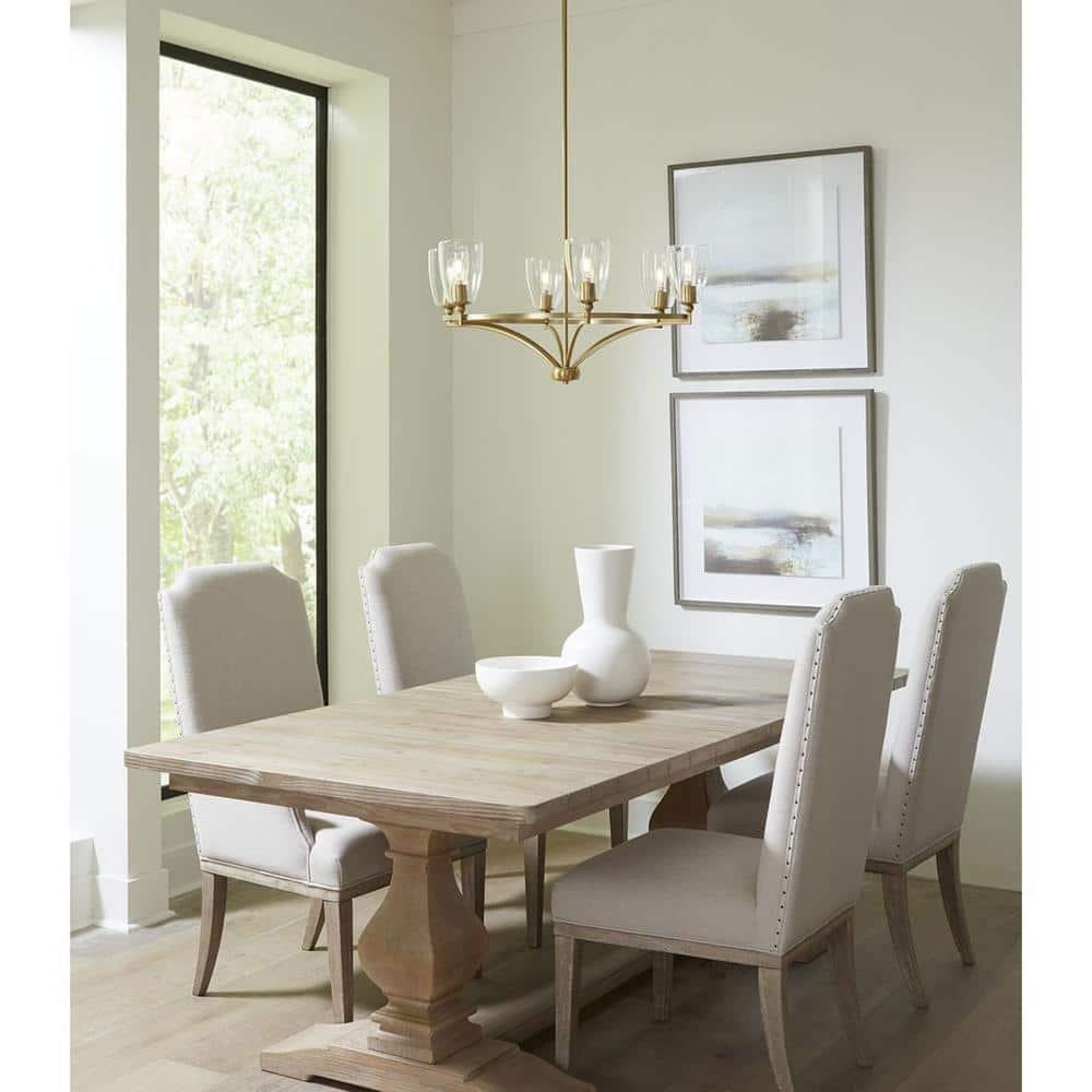 Progress Lighting Parkhurst 6-Light Chandelier, Brushed Bronze, Glass, Elegant Transitional Style, Ideal for Dining Rooms & Bedrooms.