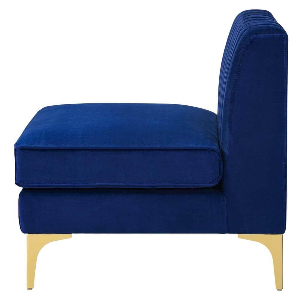 Modway Triumph Modern Channel Tufted Performance Velvet Armless Chair in Navy