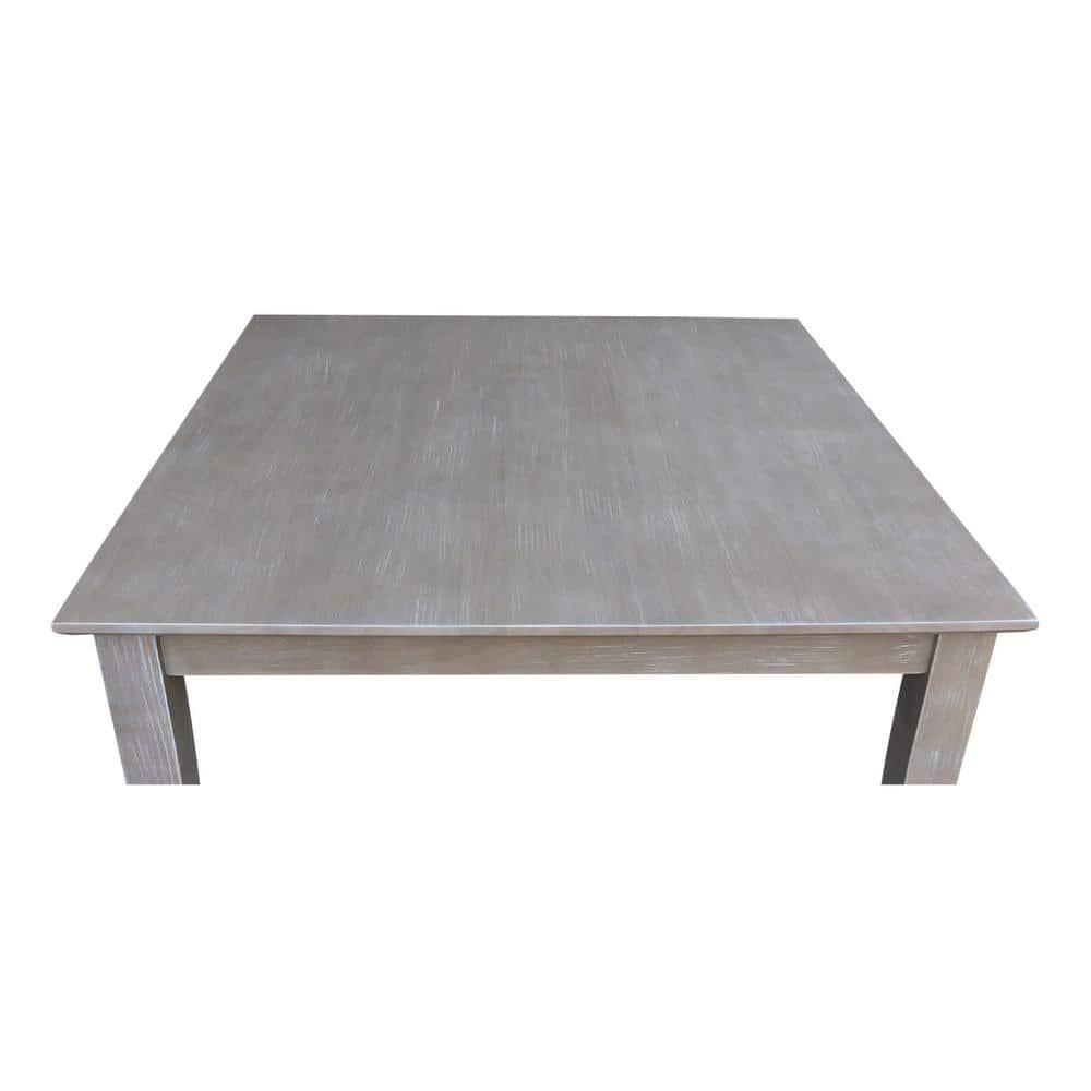 Solid Wood 30" X 30" Counter Height Table Washed Gray Taupe - International Concepts: Parawood, Square, Pedestal Base