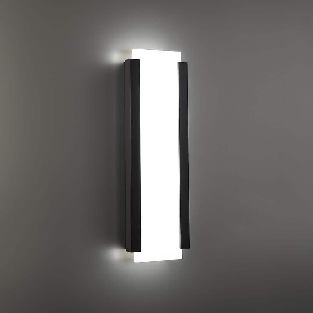 Sleek Black Aluminum 15W LED Wall Light with Acrylic Panel