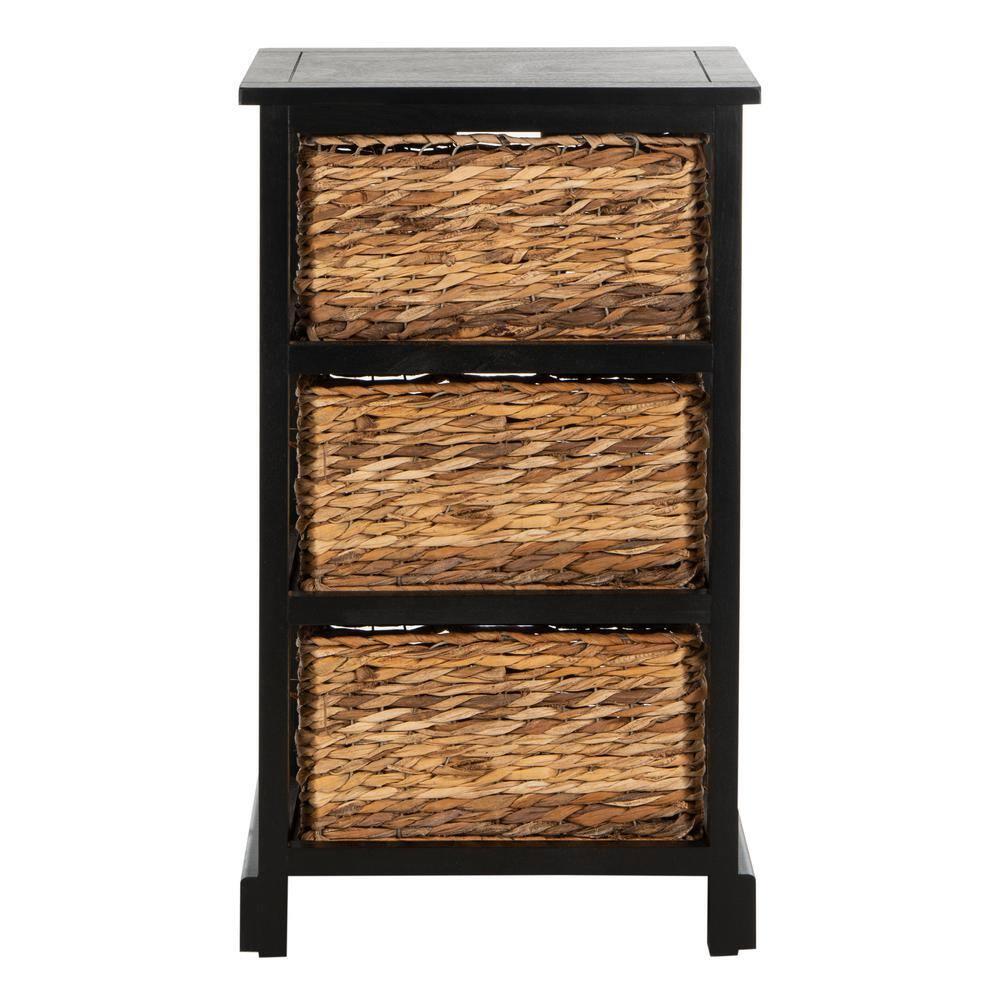 Halle Storage Side Table - AMH5738 - Distressed Black - Safavieh Couture