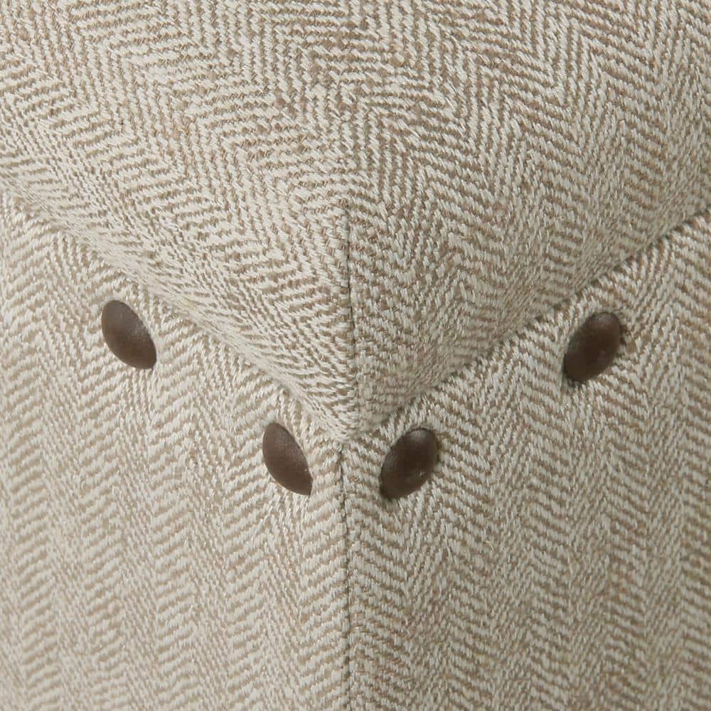 HomePop Large Storage Bench with Nailhead Trim - Taupe and Cream