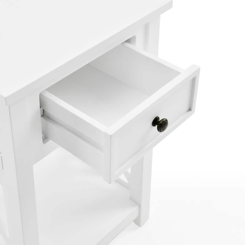 Alaterre Coventry Wood End Table with Drawer and Shelf, White
