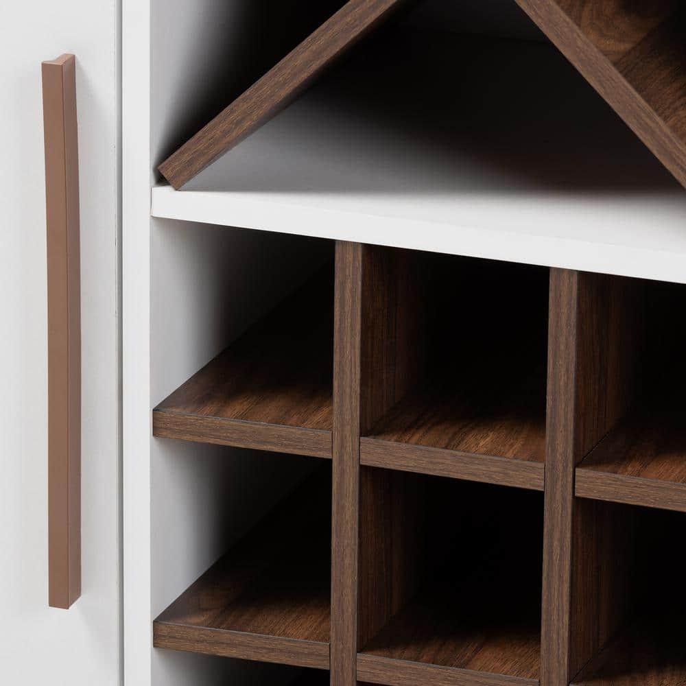 Baxton Studio Pietro Mid-Century Modern White and Brown Finished Wine Cabinet