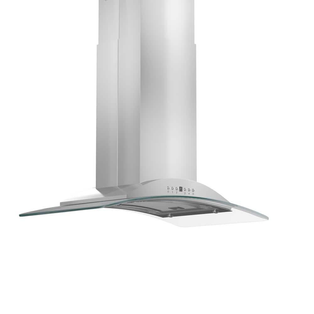 ZLINE 30 in. Convertible Vent Isl& Mount Range Hood in Stainless Steel & Glass (GL9i-30)