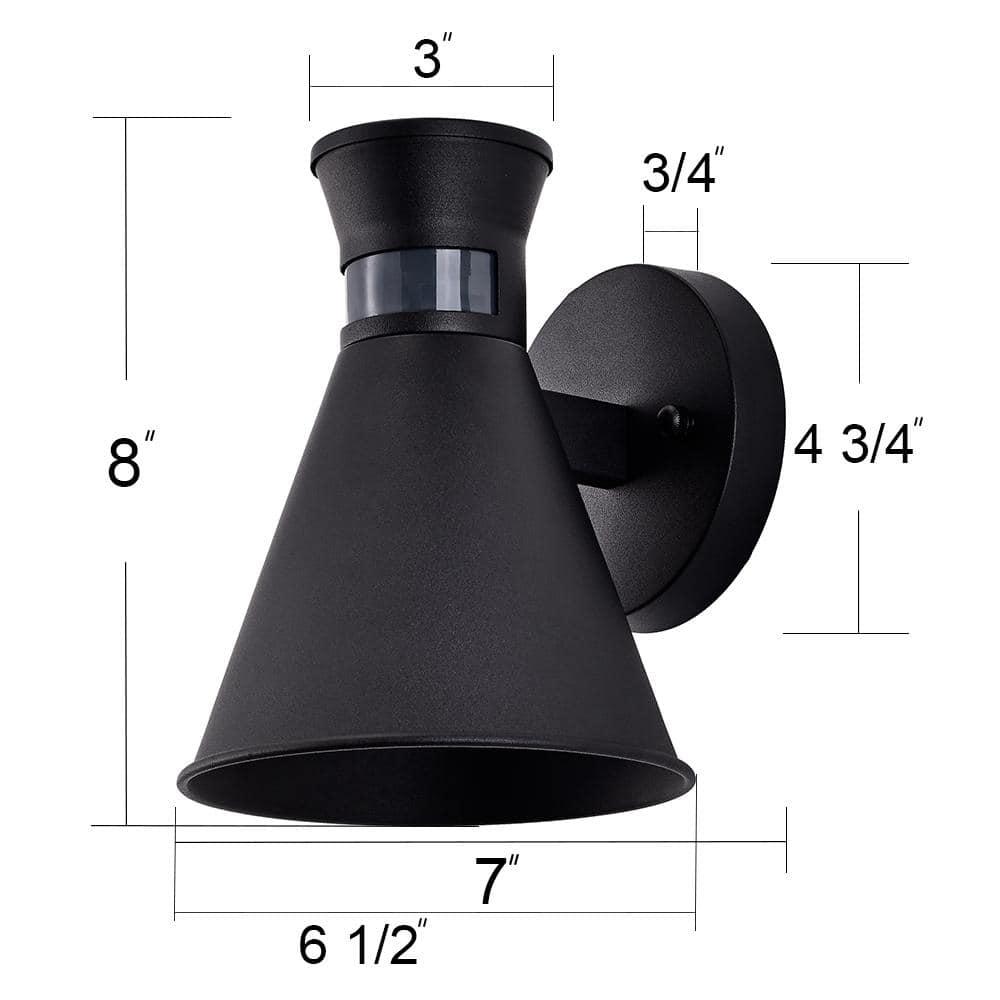 C Cattleya Motion Sensor Dusk to DawnOutdoor Wall Sconce with Black Finish