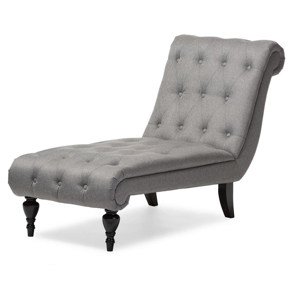 Baxton Studio Layla Mid-century Retro Modern Grey Fabric Upholstered Button-tufted Chaise Lounge