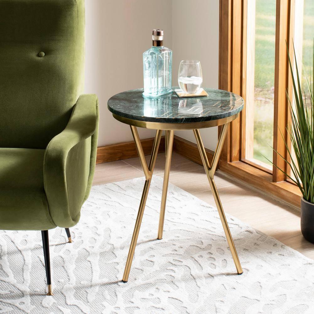 Safavieh  Coletta Marble Accent Table - Dark Green - 18" x 18" x 23"