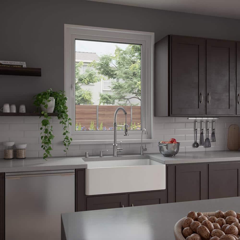 Alfi Brand 33'' L Farmhouse / Apron Single Bowl Fireclay Kitchen Sink ABF3318S-W