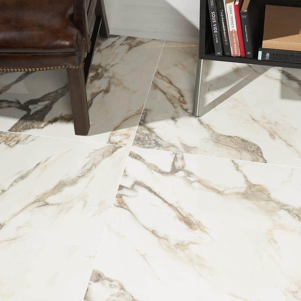 24" x 24" Polished Marble Look Porcelain Floor and Wall Tile (15.5 Sq. Ft. / Case)