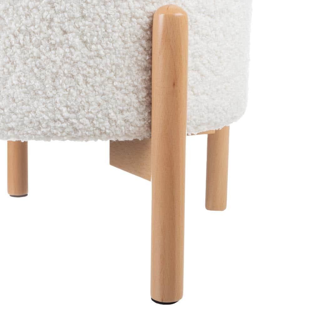 Lavish Home Round Ottoman with Removable Top for Storage (White)