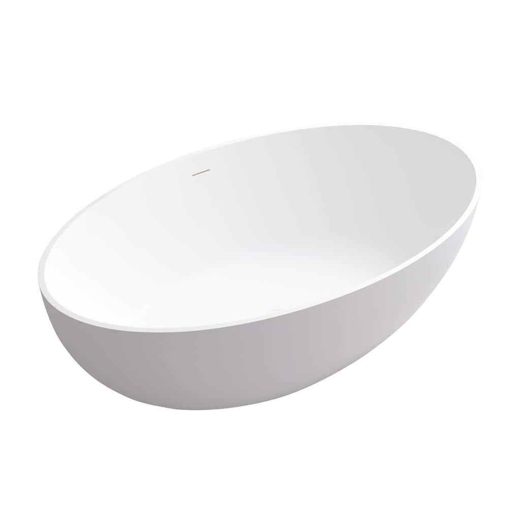 CASAINC Monaco 67 inch White Big Freestanding Stone Solid Surface Bathtub CA-MJ39327
