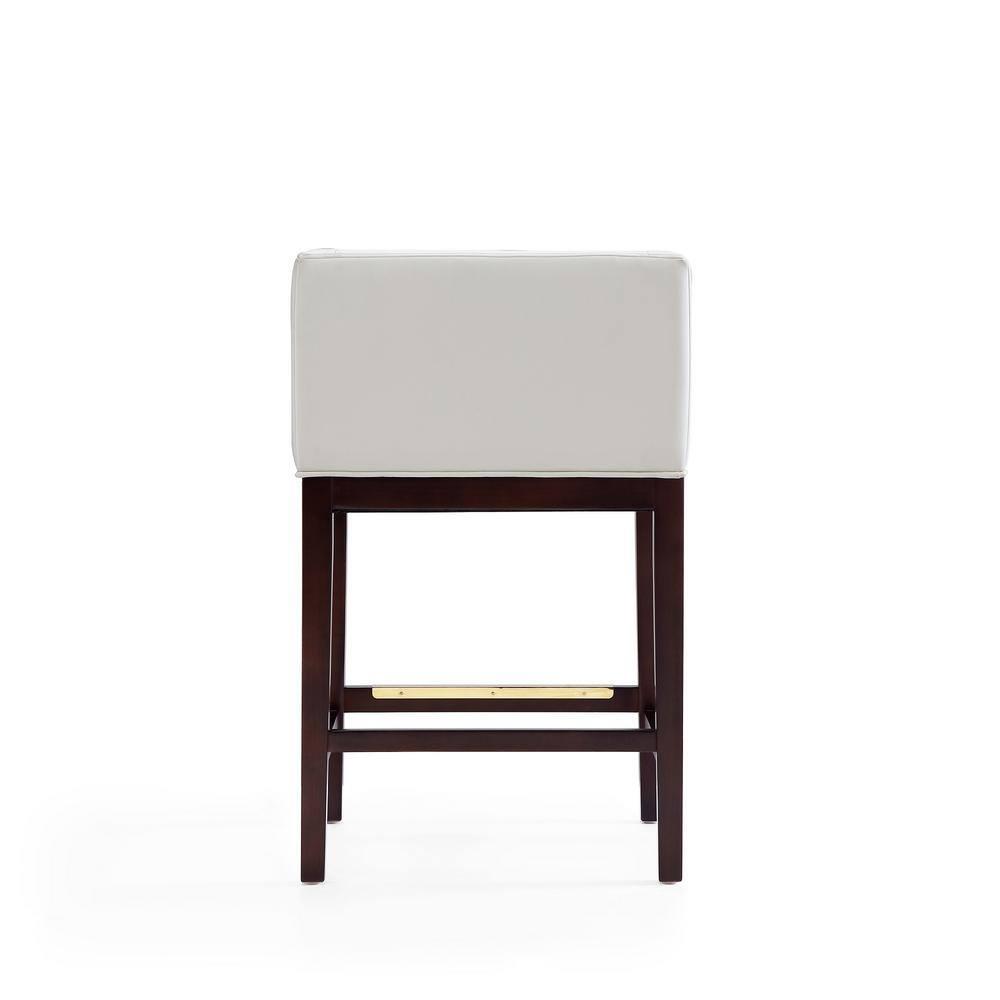 Set of 2 Kingsley Upholstered Beech Wood Counter Height Barstools Ivory - Manhattan Comfort: Faux Leather, Low Back, Armrests