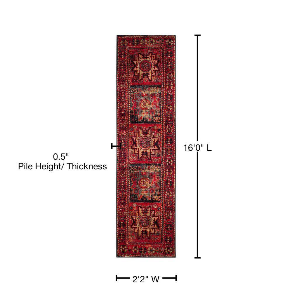 Vintage Hamadan VTH213 Power Loomed Indoor Runner Rug - Red/Multi - 2'3"x16' - Safavieh.