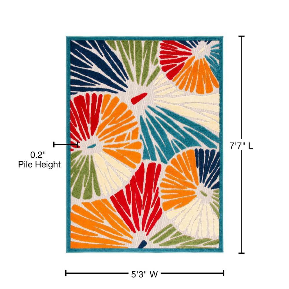 Cabana CBN356 Power Loomed Indoor and Outdoor Area Rug - Ivory/Blue - 5'3"x7'7" - Safavieh.