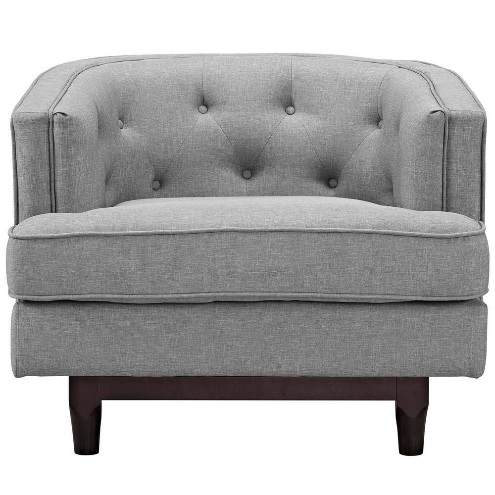 Modway Coast Upholstered Fabric Armchair in Light Gray