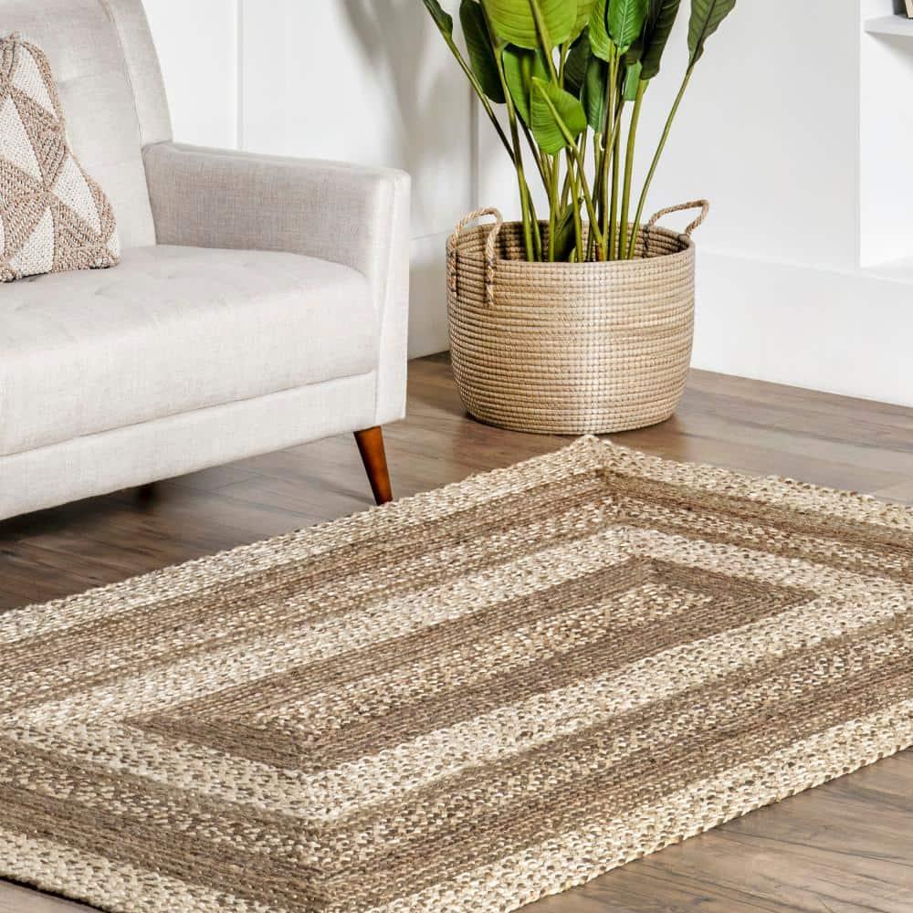 Nuloom Charlene Braided Border Jute Indoor Area Rug 8x10 in Natural