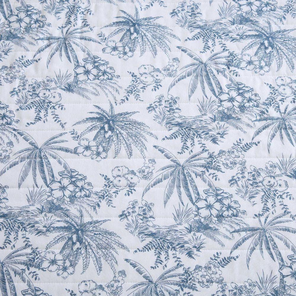 King Pen and Ink Palm Quilt Set Blue - Tommy Bahama: Machine Washable, Pet Friendly, Includes 2 Shams