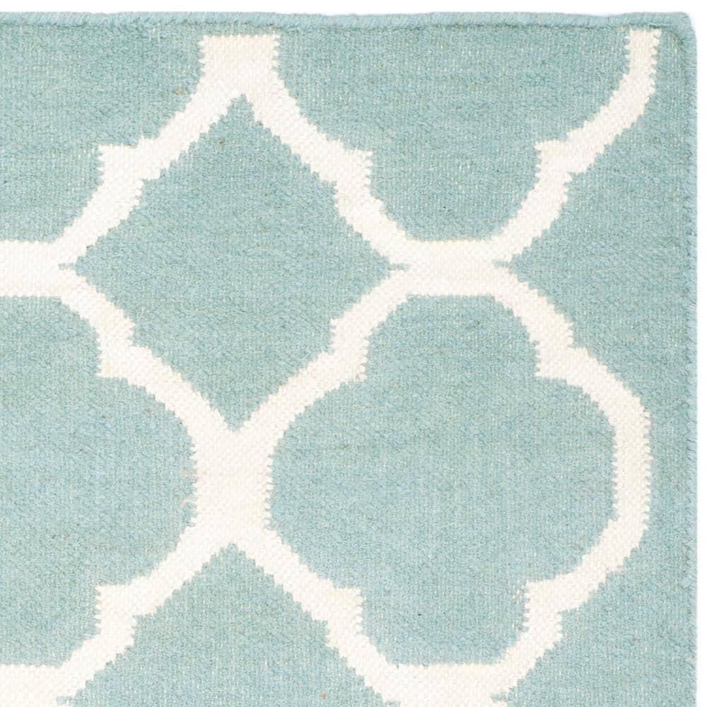 Dhurries DHU627 Hand Woven Accent Rug - Blue/Ivory - 2'6"x4' - Safavieh.